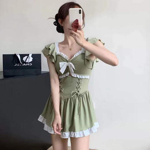 【泳衣女连体新款】可爱少女连衣裙 保守显瘦收腰 泡温泉纯欲风泳衣  商品图5