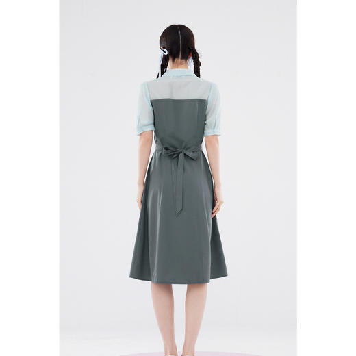 【严选】诗凡黎气质假两件翻领连衣裙2024夏新款通勤风中长收腰显瘦衬衫裙SF6391501 商品图4