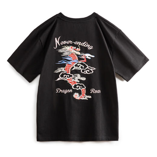 马登工装美式复古有龙则灵重工刺绣T恤横须贺重磅纯棉短袖Tee男夏 商品图5