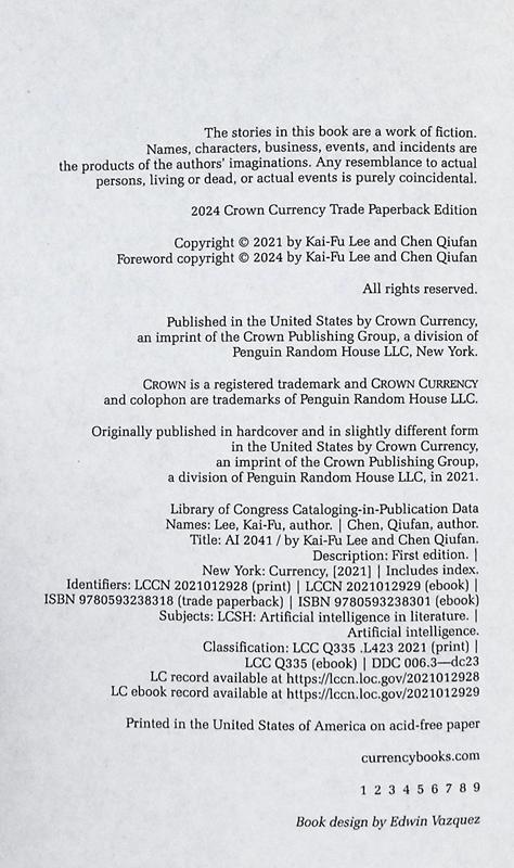 【中商原版】李开复陈楸帆 AI2041 Ten Visions for Our Future 英文原版 科幻小说 商品图4