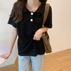 【百搭优雅POLO领短袖】2024年新款秋冬韩版宽松显瘦百搭学生短袖t恤女纯色POLO领上衣潮,纯色POLO领设计，百搭又显瘦，简单而不失风格。ry 商品缩略图3