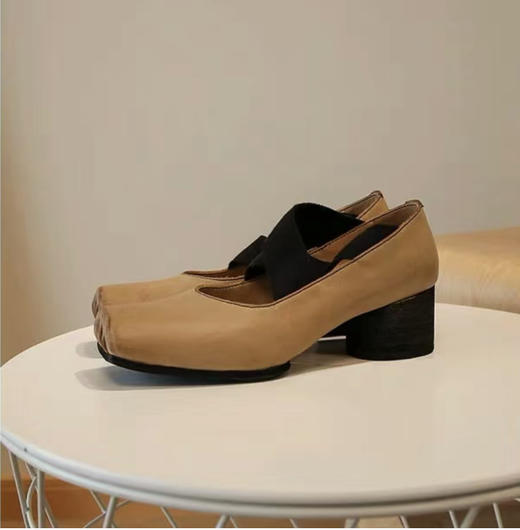 真皮！方头芭蕾鞋女粗跟 复古单鞋芭蕾舞鞋猪鼻子鞋 外穿法式玛丽珍鞋 商品图5