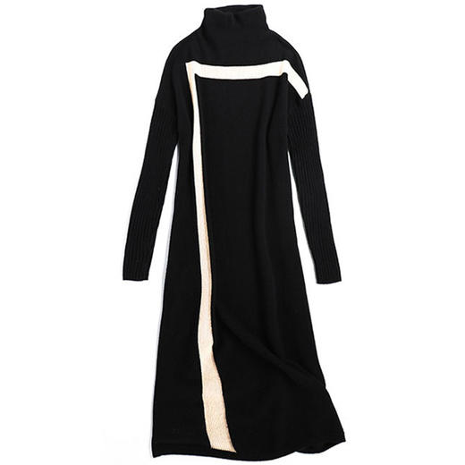 欧洲站2024秋冬新款时尚高领长袖连衣裙 中长款打底针织裙CN260DC149 商品图4