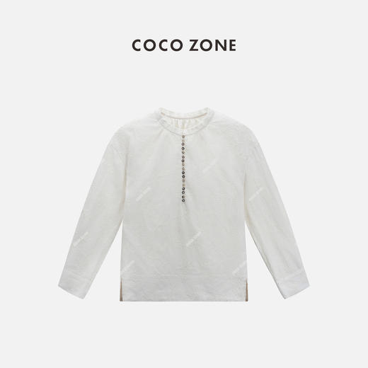 COCO ZONE "禅意美学”宽松立领长袖衬衫纯色通勤百搭上衣CC2B0984 商品图0