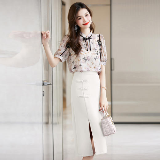 新中式国风轻熟时尚碎花两件套装SSQJRA622-6 商品图1