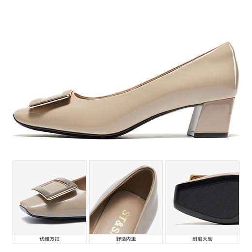 星期六经典方头金属扣粗跟单鞋SSC3111087 商品图11