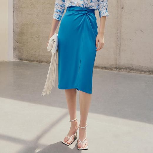 EITIE爱特爱夏季新款时尚气质显瘦高腰开叉半身裙7406109 商品图3