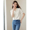【专属特价】熙世界木耳边V领新中式衬衣短袖夏季国风流苏盘扣白色衬衫上衣 商品缩略图2