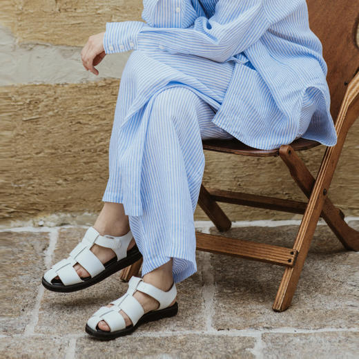 绽放IS081朵/白色包头凉鞋女夏季2024新款厚底简约罗马鞋平底单鞋 商品图3