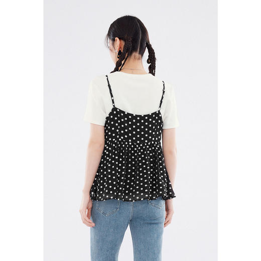 【严选】诗凡黎黑色v领绣花雪纺吊带2024年夏新款法式高级叠穿上衣女SF6320941 商品图4