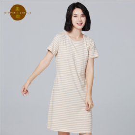 素道有机纯棉家居裙 夏季短袖长裙 连衣睡裙天然有机彩棉【京东快递送货上门】