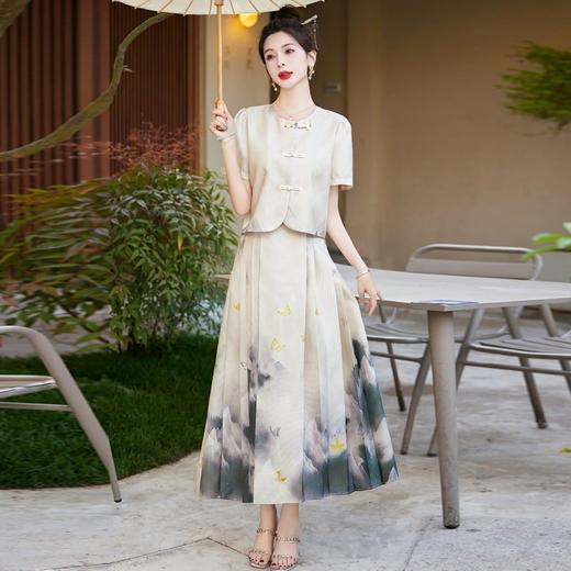 新中式国风套装连衣裙，气质女神范印花马面裙两件套HR-LMJY6681 商品图0
