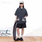 早乙女惠子saotome/STMDX242062/撞色无性别立体袋短袖Polo 商品图0