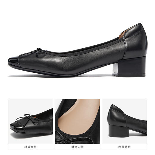 星期六通勤简约蝴蝶结粗跟单鞋SSC111101T 商品图10