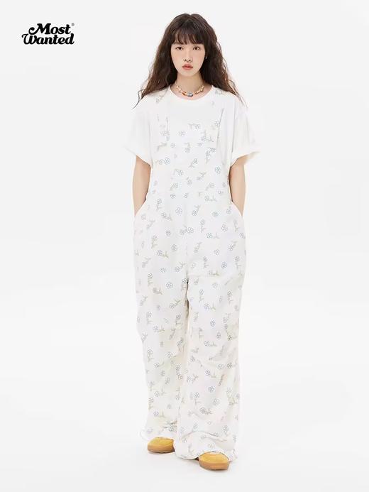 mostwantedlab彩虹/M2412183/十字小花满印夏新款宽松裤女抽绳休闲背带裤男 商品图1