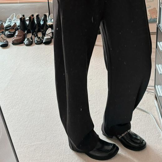 BIUCILI 「雅痞」原创非对称水洗马皮中跟女俏皮包头拖鞋穆勒半拖 商品图2