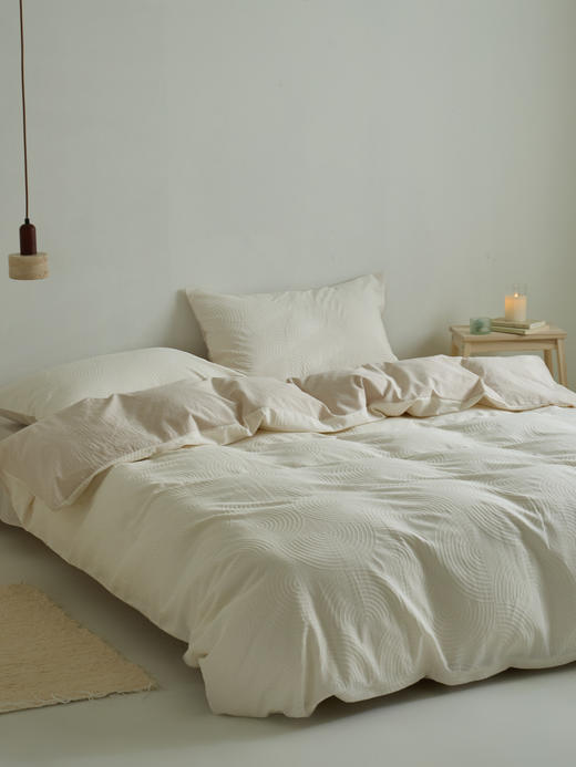 顶柔 水洗棉提花四件套双层纱婴儿级触感，柔然舒适；3D立体提花+水洗工艺，将纱布柔软度发挥到极致 商品图3