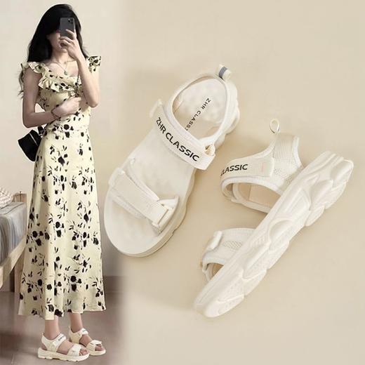 ZHR则则魔术贴运动凉鞋女2024夏季新款休闲百搭松糕厚底沙滩鞋女 商品图1