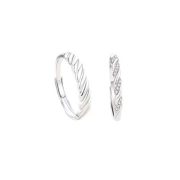 【爱意缠绵】S925银麻花情侣戒指【JHY-C000747B】 商品图4