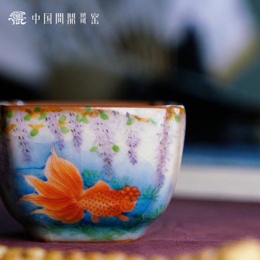 问鼎哥窑 四喜杯 （紫藤金鱼）（缺货） 商品图3