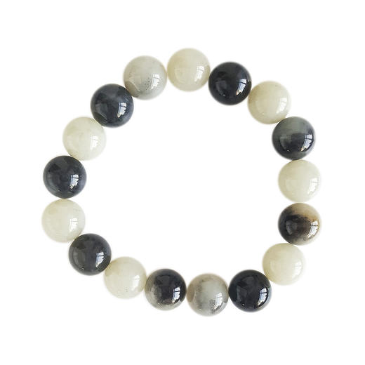 【天然正品】天然新疆料约13MM青花和青白玉和田玉圆珠手串现售价：1080！特价 230524NJ12 商品图0