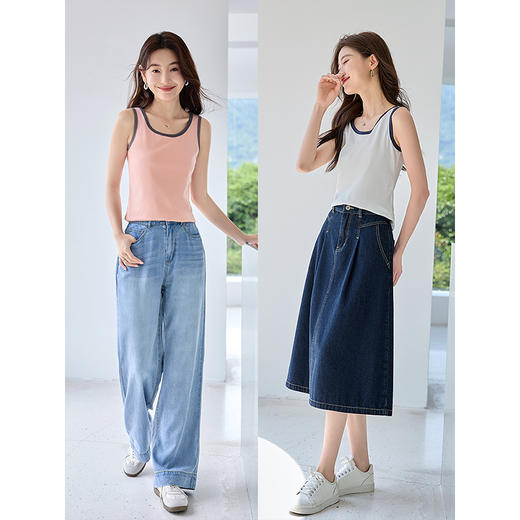 【五折购】熙世界小香风撞色吊带背心夏外穿基础百搭时尚内搭打底无袖上衣 商品图3