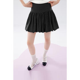【严选】【花苞裙】诗凡黎黑色波点半身裙2024夏新款高腰显瘦小个子短裙女SF6340791