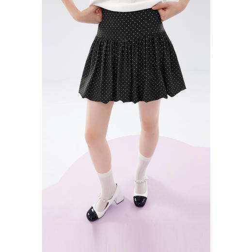 【严选】【花苞裙】诗凡黎黑色波点半身裙2024夏新款高腰显瘦小个子短裙女SF6340791 商品图0