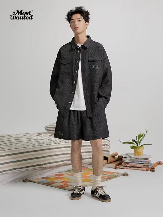 mostwantedlab彩虹/M2412068/小花十字绣皱感情侣居家慵懒休闲宽松短裤 商品图3