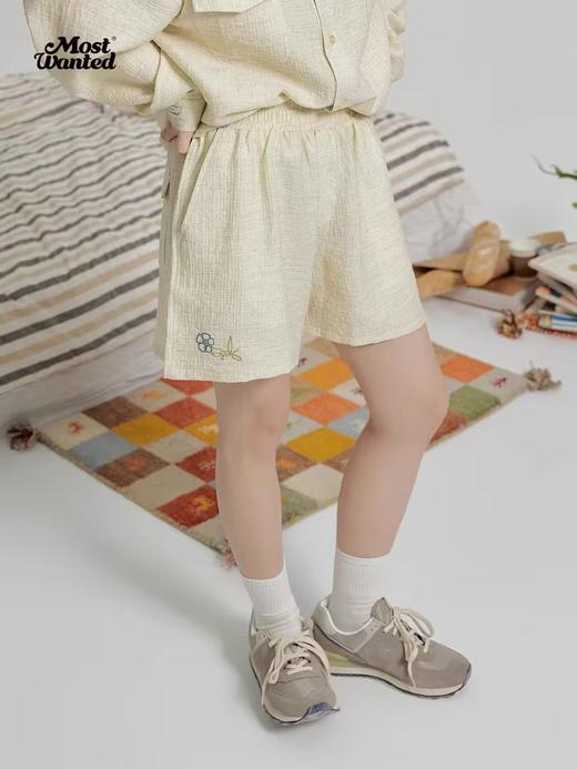 mostwantedlab彩虹/M2412068/小花十字绣皱感情侣居家慵懒休闲宽松短裤 商品图0