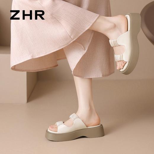 ZHR拖鞋女夏季外穿2024新款厚底配裙子松糕运动沙滩一脚蹬凉拖鞋 商品图6