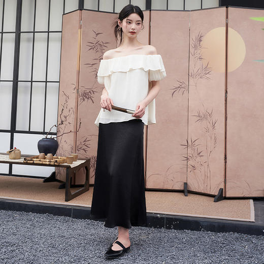 夏日氛围感轻盈梦幻仙女风衬衫女夏季荷叶领花苞袖衬衫V1441027 商品图1