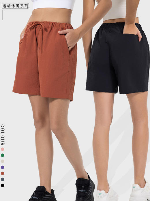 哈瓦塔夏季轻薄抽绳沙滩裤运动速干短裤H341125 商品图4