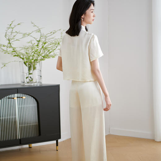 米思阳2025夏季新款新中式简约醋酸时尚套装小衫长裤两件套女2247 商品图2