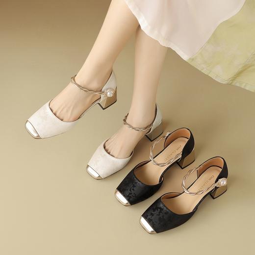 ZHR新中式浅口玛丽珍鞋花卉高跟鞋2024夏季新款复古百搭浅口单鞋 商品图2