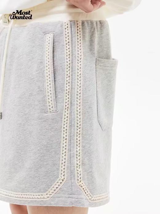 mostwantedlab彩虹/M2412206/撞色螺纹蕾丝装饰三分裤女新款夏季运动短裤男 商品图1