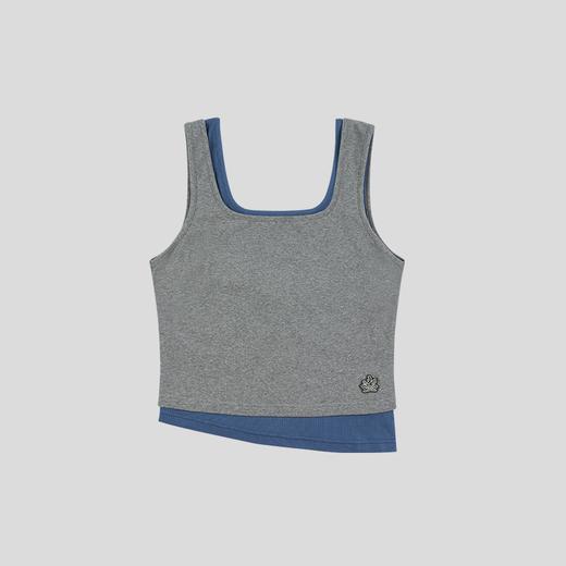 GOODBAI 白鸽绣标双层假两件紧身露背圆领背心 商品图3