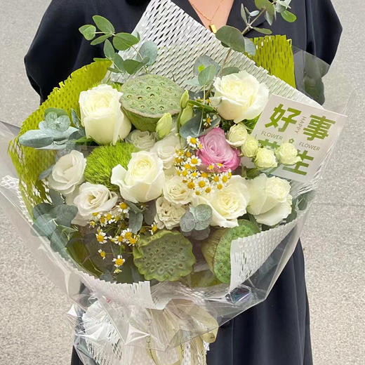 【两小时达】荷花莲花莲蓬睡莲供佛玫瑰花混搭花束生日鲜花速递端午礼物 商品图8