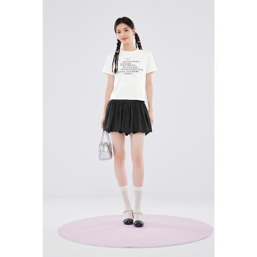 【严选】【花苞裙】诗凡黎黑色波点半身裙2024夏新款高腰显瘦小个子短裙女SF6340791 商品图1