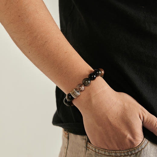 大英博物馆x苏州博物馆亚述系列 亚述巴尼拔 太阳花 发晶黑曜石手链 商品图2