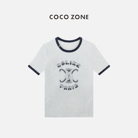 COCO ZONE “凯旋T”夏季字母印花短袖上衣撞色T恤CC1B1274