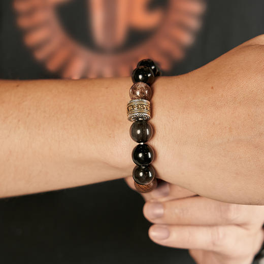 大英博物馆x苏州博物馆亚述系列 亚述巴尼拔 太阳花 发晶黑曜石手链 商品图1