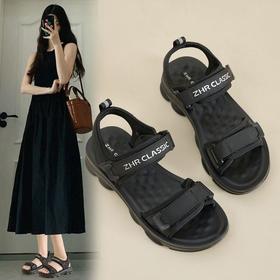 ZHR则则魔术贴运动凉鞋女2024夏季新款休闲百搭松糕厚底沙滩鞋女