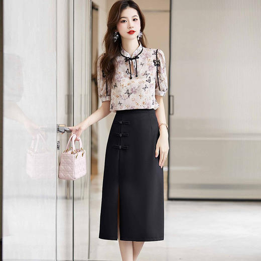 新中式国风轻熟时尚碎花两件套装SSQJRA622-6 商品图0