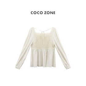 COCO ZONE "阿米娅“藏不住一点设计感方领衬衫套头长袖上衣CC1B1317