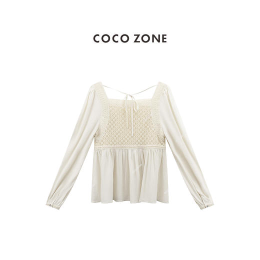 COCO ZONE "阿米娅“藏不住一点设计感方领衬衫套头长袖上衣CC1B1317 商品图0