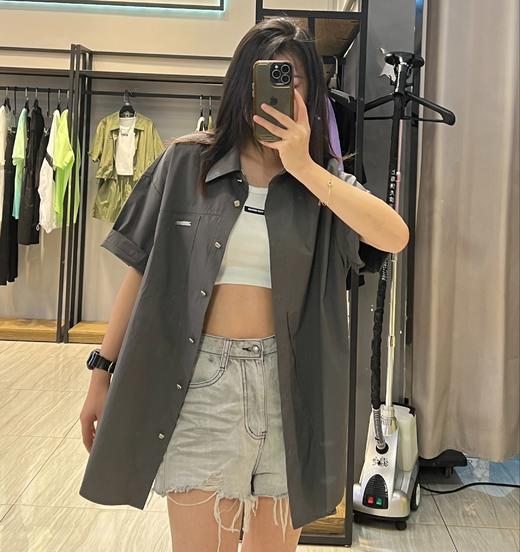 3-14MZ立领分割线短袖衬衫40505（灰） 夏季 142140080321 商品图1