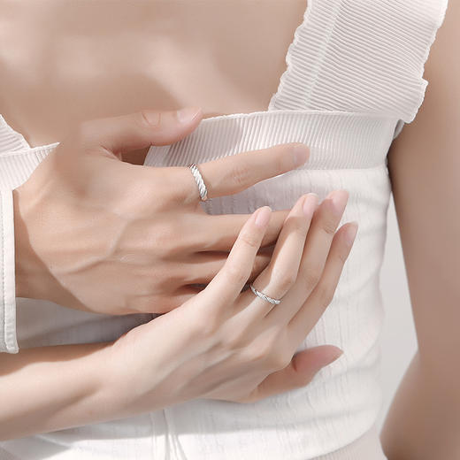 【爱意缠绵】S925银麻花情侣戒指【JHY-C000747B】 商品图3