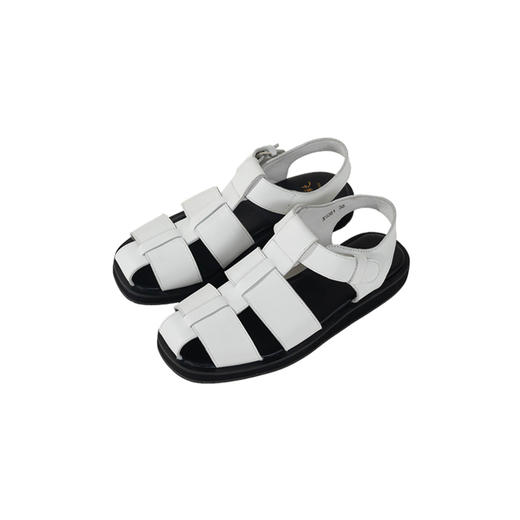 绽放IS081朵/白色包头凉鞋女夏季2024新款厚底简约罗马鞋平底单鞋 商品图4