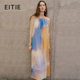 EITIE爱特爱夏季新款时尚个性扎染撞色印花无袖连衣裙女7407162